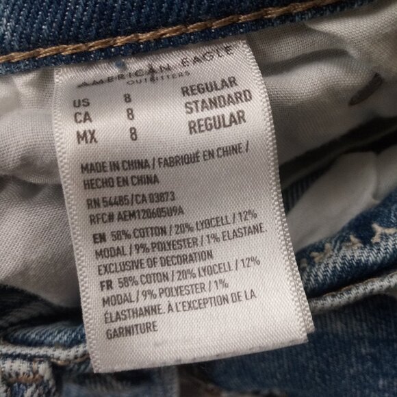 American Eagle 90s Boyfriend Jeans Highest Rise Distressed Medium Wash 8 Women - Picture 6 of 8